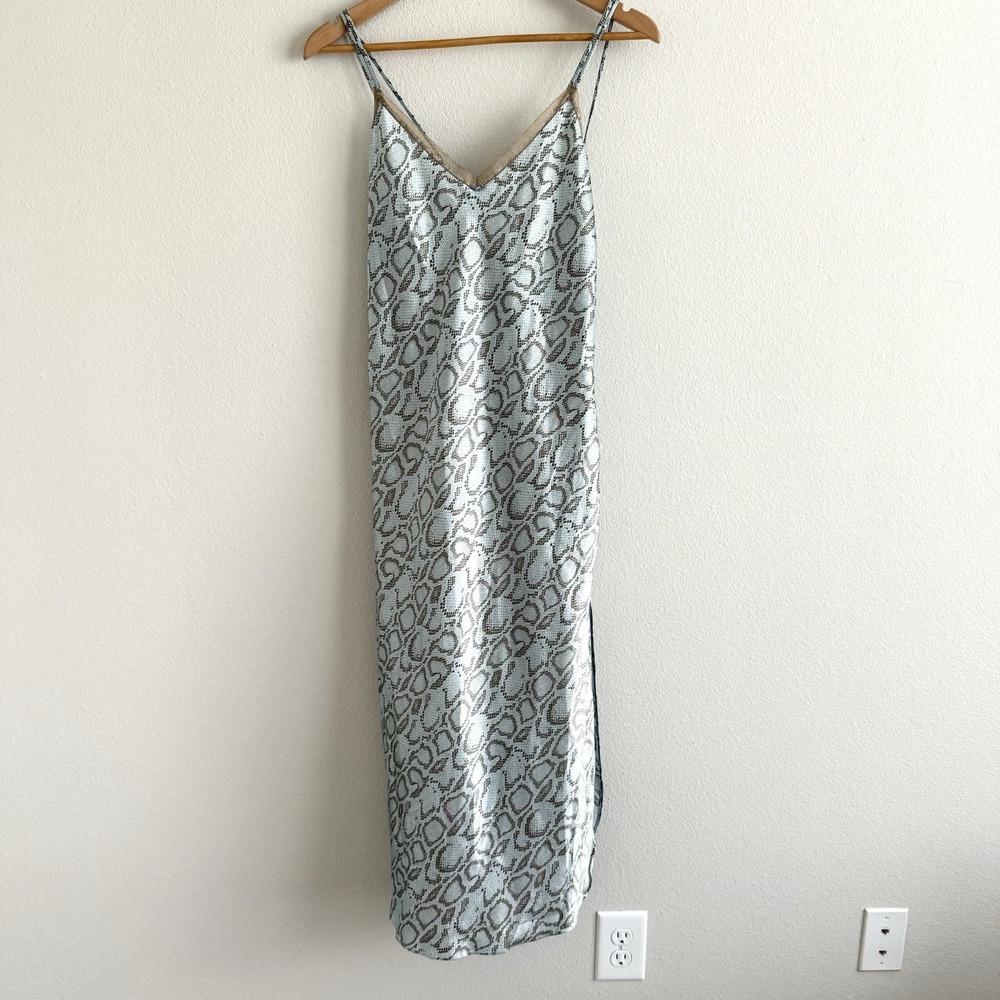 Vintage Y2K Snake Print Midi Slip Dress Womens Medium California Dynasty Glam